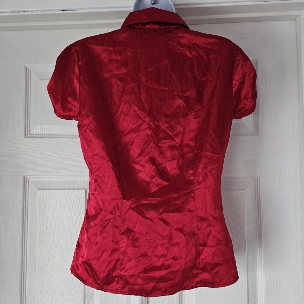 Red gothic vampiric y2k vintage rampage satin blouse - Picture 3 of 5